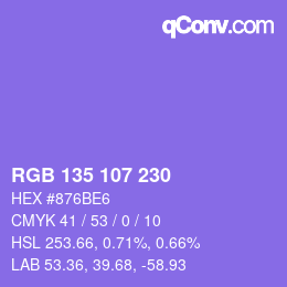颜色代码: RGB 135 107 230 | qconv.com