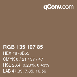 Color code: RGB 135 107 85 | qconv.com