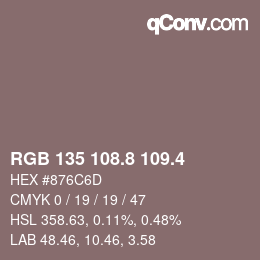 カラーコード: RGB 135 108.8 109.4 | qconv.com