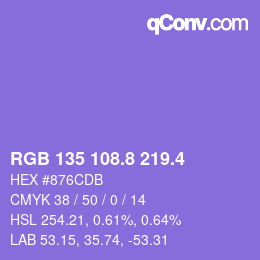 カラーコード: RGB 135 108.8 219.4 | qconv.com