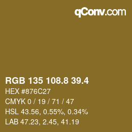 カラーコード: RGB 135 108.8 39.4 | qconv.com