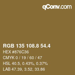 カラーコード: RGB 135 108.8 54.4 | qconv.com