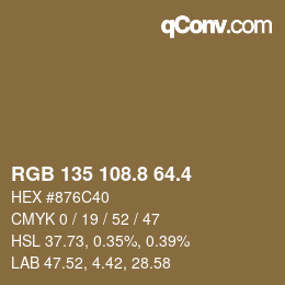 カラーコード: RGB 135 108.8 64.4 | qconv.com
