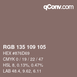 Farbcode: RGB 135 109 105 | qconv.com