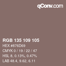 Código de color: RGB 135 109 105 | qconv.com