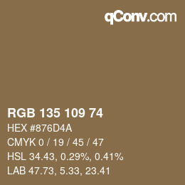 Farbcode: RGB 135 109 74 | qconv.com