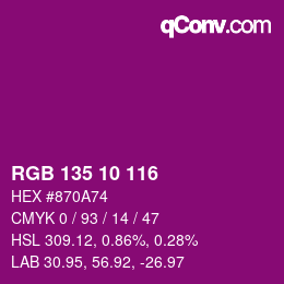 カラーコード: RGB 135 10 116 | qconv.com