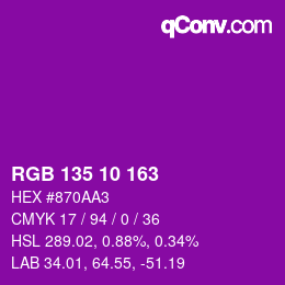 カラーコード: RGB 135 10 163 | qconv.com