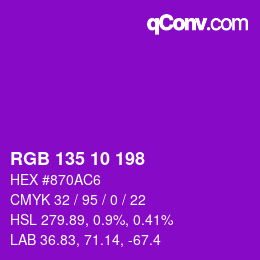 カラーコード: RGB 135 10 198 | qconv.com