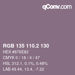 カラーコード: RGB 135 110.2 130 | qconv.com