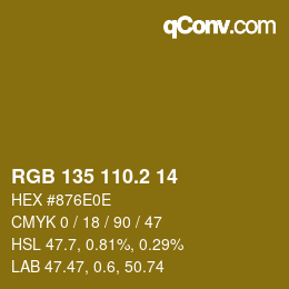 カラーコード: RGB 135 110.2 14 | qconv.com