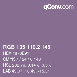 カラーコード: RGB 135 110.2 145 | qconv.com