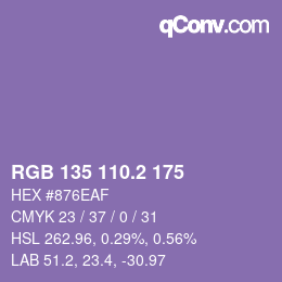 カラーコード: RGB 135 110.2 175 | qconv.com