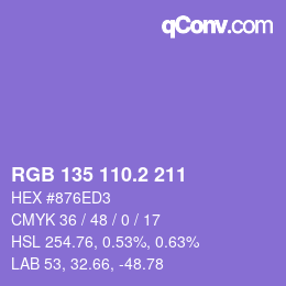 カラーコード: RGB 135 110.2 211 | qconv.com