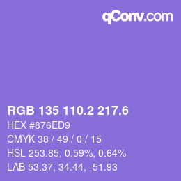 カラーコード: RGB 135 110.2 217.6 | qconv.com