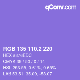 カラーコード: RGB 135 110.2 220 | qconv.com