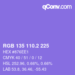カラーコード: RGB 135 110.2 225 | qconv.com