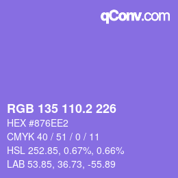 カラーコード: RGB 135 110.2 226 | qconv.com