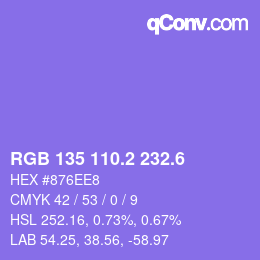 カラーコード: RGB 135 110.2 232.6 | qconv.com