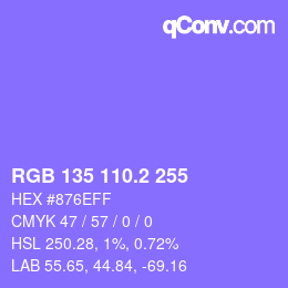 カラーコード: RGB 135 110.2 255 | qconv.com