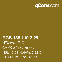 カラーコード: RGB 135 110.2 28 | qconv.com