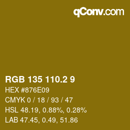 カラーコード: RGB 135 110.2 9 | qconv.com