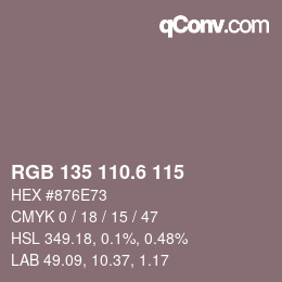 カラーコード: RGB 135 110.6 115 | qconv.com