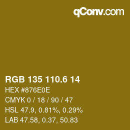 カラーコード: RGB 135 110.6 14 | qconv.com
