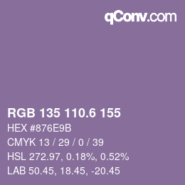 カラーコード: RGB 135 110.6 155 | qconv.com