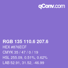 カラーコード: RGB 135 110.6 207.6 | qconv.com