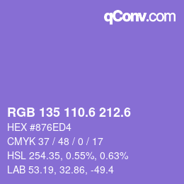 カラーコード: RGB 135 110.6 212.6 | qconv.com