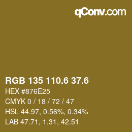 カラーコード: RGB 135 110.6 37.6 | qconv.com