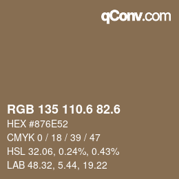 カラーコード: RGB 135 110.6 82.6 | qconv.com