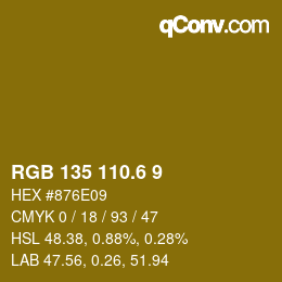 カラーコード: RGB 135 110.6 9 | qconv.com