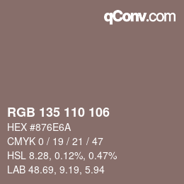 Farbcode: RGB 135 110 106 | qconv.com