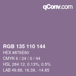 Color code: RGB 135 110 144 | qconv.com
