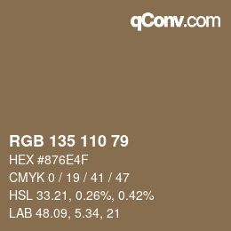 カラーコード: RGB 135 110 79 | qconv.com