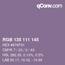 Color code: RGB 135 111 145 | qconv.com