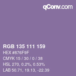 カラーコード: RGB 135 111 159 | qconv.com