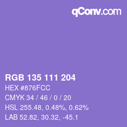 Color code: RGB 135 111 204 | qconv.com