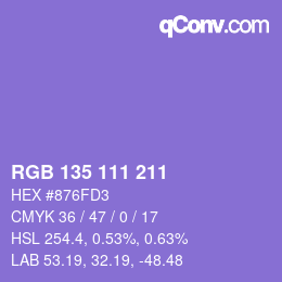 Color code: RGB 135 111 211 | qconv.com