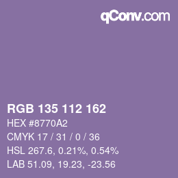 Color code: RGB 135 112 162 | qconv.com