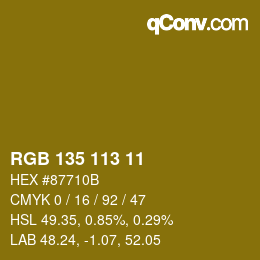 カラーコード: RGB 135 113 11 | qconv.com