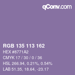 Color code: RGB 135 113 162 | qconv.com