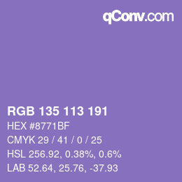 Color code: RGB 135 113 191 | qconv.com