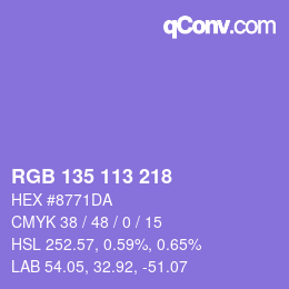 Color code: RGB 135 113 218 | qconv.com