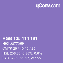 Color code: RGB 135 114 191 | qconv.com