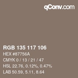 Código de color: RGB 135 117 106 | qconv.com