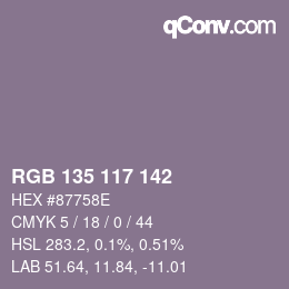 Color code: RGB 135 117 142 | qconv.com