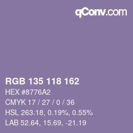 Color code: RGB 135 118 162 | qconv.com
